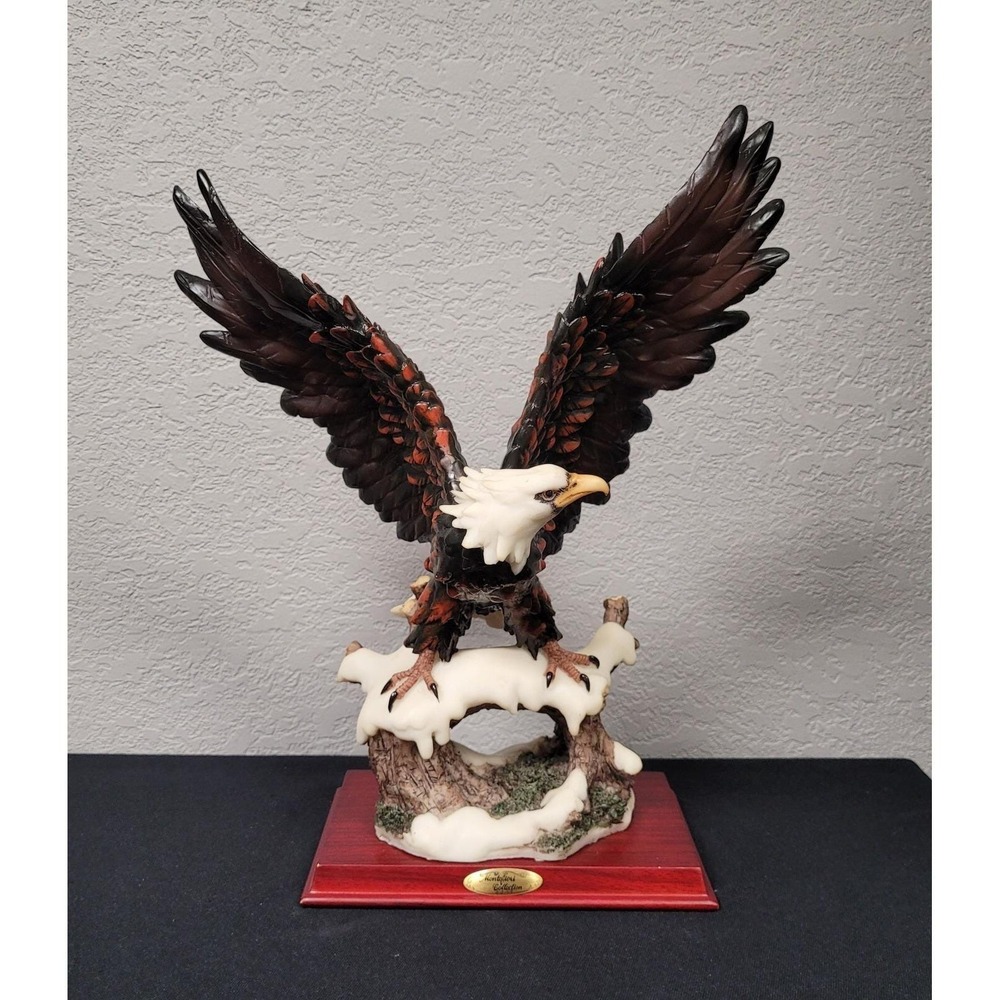 Montefiori Collection Italy Design: Open Winged Eagle Sculpture on Snowy Branch